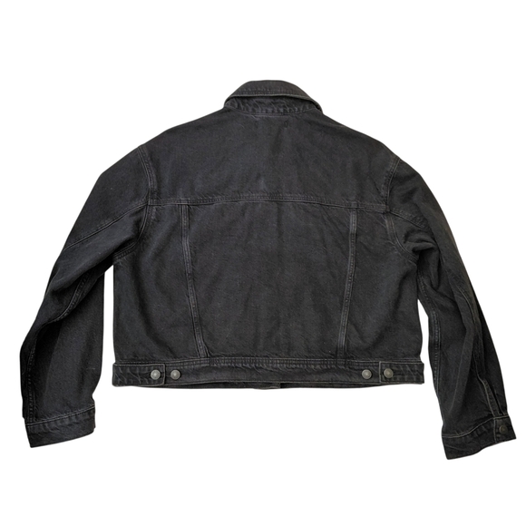 Joe Fresh Charcoal Black Denim Oversized Trucker Jacket - Picture 2 of 6